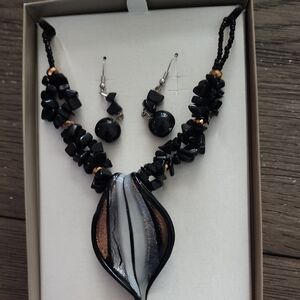 New Black and Silver Color Jewelry Set